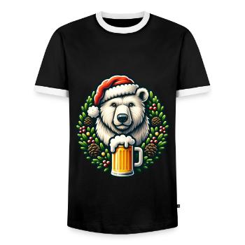 Christmas Polar Bear Beer Christmas Christmas Xmas - Men's Ringer Shirt - black/white - Front - AI Model Female 172 light (172cm) & AI Model Male 178 light (178cm)