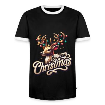 Merry Christmas Weihnachts Rentier Xmas - Männer Kontrast-T-Shirt - Schwarz/Weiß - Vorne - AI Model Female 172 light (172cm) & AI Model Male 178 light (178cm)