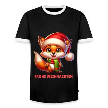 Merry Christmas Funny Fox - Men's Ringer Shirt - black/white - Front - AI Model Female 172 light (172cm) & AI Model Male 178 light (178cm)
