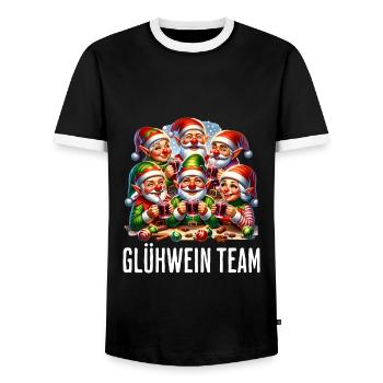 Glühwein Team Elf Weihnachten Xmas - Männer Kontrast-T-Shirt - Schwarz/Weiß - Vorne - AI Model Female 172 light (172cm) & AI Model Male 178 light (178cm)