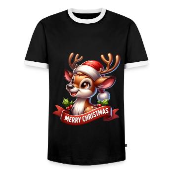 Joyeux Noël Renne Mignon Cadeau de Noël - T-shirt contrasté Homme - noir/blanc - Devant - AI Model Female 172 light (172cm) & AI Model Male 178 light (178cm)