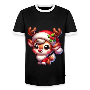 Noël Renne Cerf Bois Noël Doux - T-shirt contrasté Homme - noir/blanc - Devant - AI Model Female 172 light (172cm) & AI Model Male 178 light (178cm)