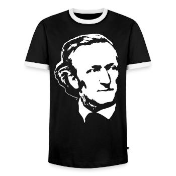Richard Wagner White On Black - Men's Ringer Shirt - black/white - Front - AI Model Female 172 light (172cm) & AI Model Male 178 light (178cm)