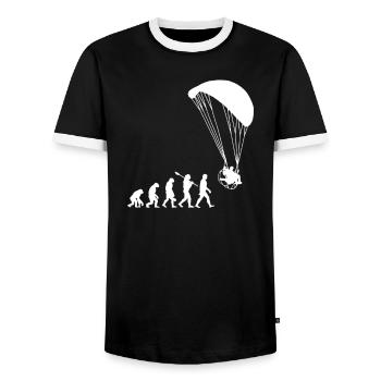 paramotor evolution vintage, paramotor - Men's Ringer Shirt - black/white - Front - AI Model Female 172 light (172cm) & AI Model Male 178 light (178cm)