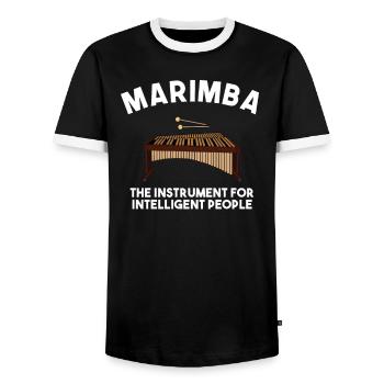 marimba intelligent people, marimba - Men's Ringer Shirt - black/white - Front - AI Model Female 172 light (172cm) & AI Model Male 178 light (178cm)