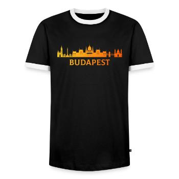budapest hungary Magyarorszag , Hungary - Men's Ringer Shirt - black/white - Front - AI Model Female 172 light (172cm) & AI Model Male 178 light (178cm)