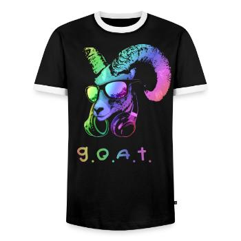 El animal de música de cabra genial y divertido - T-shirt contrasté Homme - noir/blanc - Devant - AI Model Female 172 light (172cm) & AI Model Male 178 light (178cm)