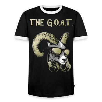 The Goat Cool Cool and Funny Music Animal with - Men's Ringer Shirt - black/white - Front - AI Model Female 172 light (172cm) & AI Model Male 178 light (178cm)
