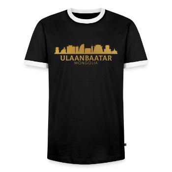 ulanbataar, Mongolian flag mongolia - Men's Ringer Shirt - black/white - Front - AI Model Female 172 light (172cm) & AI Model Male 178 light (178cm)