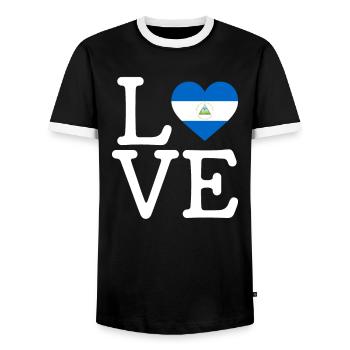 I love Nicaragua, nicaragua - Men's Ringer Shirt - black/white - Front - AI Model Female 172 light (172cm) & AI Model Male 178 light (178cm)