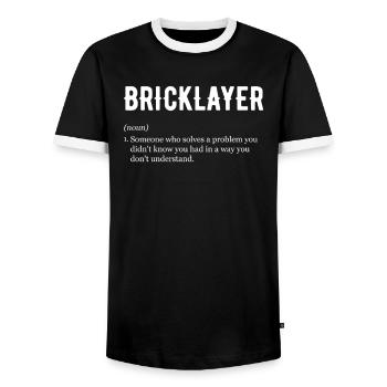 Bricklayer definition, brickmason brick masonry - Men's Ringer Shirt - black/white - Front - AI Model Female 172 light (172cm) & AI Model Male 178 light (178cm)