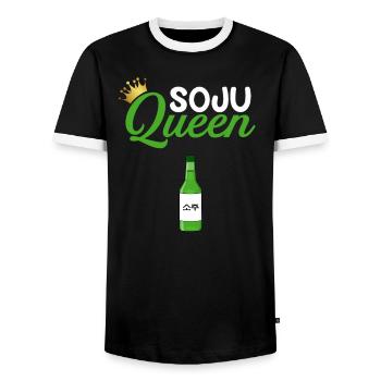 soju queen hangul korean soju - Men's Ringer Shirt - black/white - Front - AI Model Female 172 light (172cm) & AI Model Male 178 light (178cm)