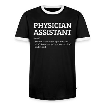 Physician definition, Physician Assistant - Men's Ringer Shirt - black/white - Front - AI Model Female 172 light (172cm) & AI Model Male 178 light (178cm)