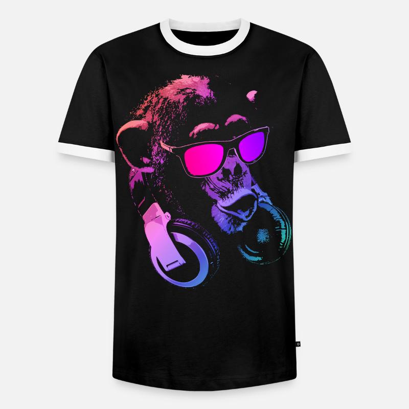 Monkey DJ Pink - Men's Ringer Shirt - black/white