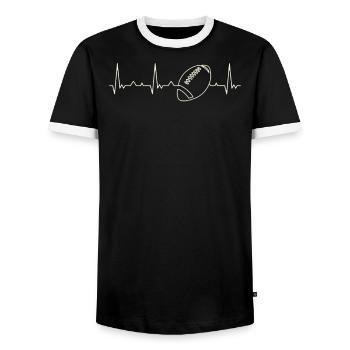 Bola de fútbol americana. Corazón. Amor. Ekg. - T-shirt contrasté Homme - noir/blanc - Devant - AI Model Female 172 light (172cm) & AI Model Male 178 light (178cm)