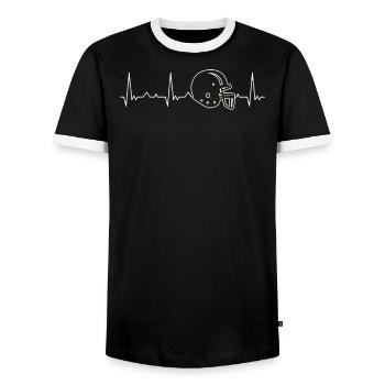 Casco de fútbol americano. Corazón. Amor. Ekg. - T-shirt contrasté Homme - noir/blanc - Devant - AI Model Female 172 light (172cm) & AI Model Male 178 light (178cm)