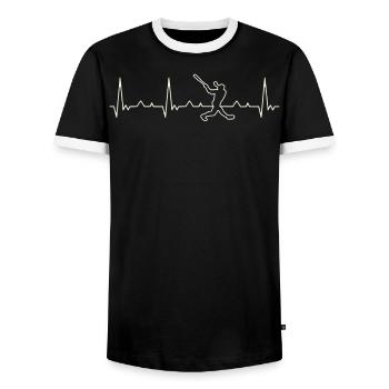 Baseball Homerun Hit. Herz. Liebe. Ekg. Impuls. - Männer Kontrast-T-Shirt - Schwarz/Weiß - Vorne - AI Model Female 172 light (172cm) & AI Model Male 178 light (178cm)