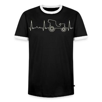 Car Classic 1880s. Heart. Love. EKG. Pulse. Beat. - Men's Ringer Shirt - black/white - Front - AI Model Female 172 light (172cm) & AI Model Male 178 light (178cm)