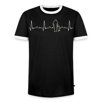 Padre caminando con papá para niños pequeños. - T-shirt contrasté Homme - noir/blanc - Devant - AI Model Female 172 light (172cm) & AI Model Male 178 light (178cm)