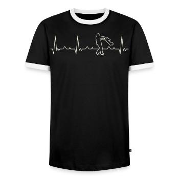 Fathers Day Playing with daughter dad. Heart. - Men's Ringer Shirt - black/white - Front - AI Model Female 172 light (172cm) & AI Model Male 178 light (178cm)