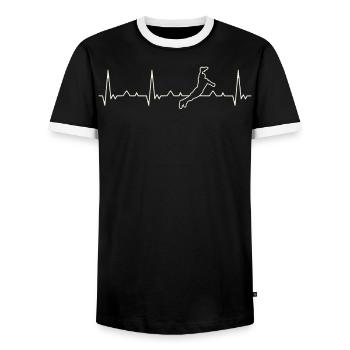 Frisbee Catch Ultimate Disc Golf. Heart. Love. - Men's Ringer Shirt - black/white - Front - AI Model Female 172 light (172cm) & AI Model Male 178 light (178cm)