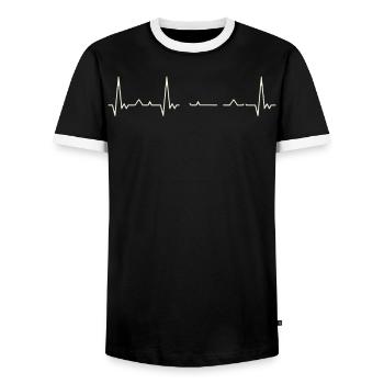 Lenker Schnurrbärte. Herz. Liebe. Ekg. Impuls. - Männer Kontrast-T-Shirt - Schwarz/Weiß - Vorne - AI Model Female 172 light (172cm) & AI Model Male 178 light (178cm)