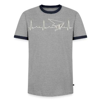 Drachenfliegen. Herz. Liebe. Ekg. Impuls. - Männer Kontrast-T-Shirt - Grau/Navy  - Vorne - AI Model Female 172 light (172cm) & AI Model Male 178 light (178cm)