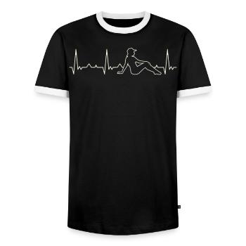 Chica de verano para tomar el sol. Corazón. Amor. - T-shirt contrasté Homme - noir/blanc - Devant - AI Model Female 172 light (172cm) & AI Model Male 178 light (178cm)