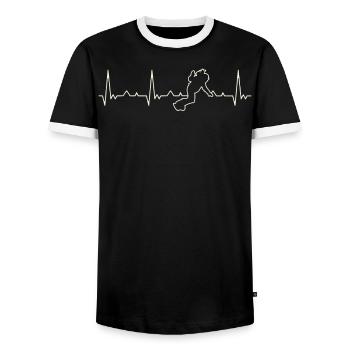 Chica de snowboard cuesta abajo. Corazón. Amor. - T-shirt contrasté Homme - noir/blanc - Devant - AI Model Female 172 light (172cm) & AI Model Male 178 light (178cm)