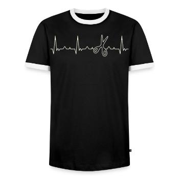 Tijeras. Corazón. Amor. Ekg. Legumbres. Derrotar. - T-shirt contrasté Homme - noir/blanc - Devant - AI Model Female 172 light (172cm) & AI Model Male 178 light (178cm)
