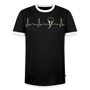Paracaídas. Corazón. Amor. Ekg. Legumbres. - T-shirt contrasté Homme - noir/blanc - Devant - AI Model Female 172 light (172cm) & AI Model Male 178 light (178cm)