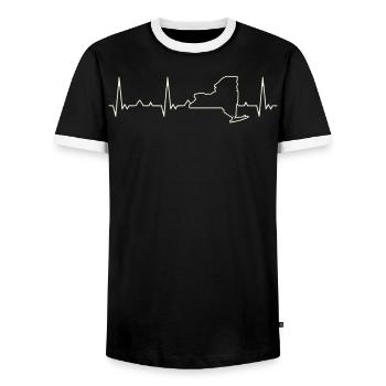 New York State USA. Herz. Liebe. Ekg. Impuls. - Männer Kontrast-T-Shirt - Schwarz/Weiß - Vorne - AI Model Female 172 light (172cm) & AI Model Male 178 light (178cm)
