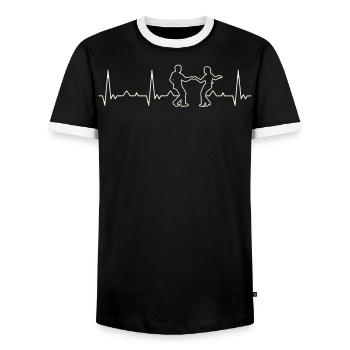 Pareja de baile. Corazón. Amor. Ekg. Legumbres. - T-shirt contrasté Homme - noir/blanc - Devant - AI Model Female 172 light (172cm) & AI Model Male 178 light (178cm)