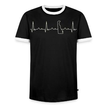 Delaware State USA. Herz. Liebe. Ekg. Impuls. - Männer Kontrast-T-Shirt - Schwarz/Weiß - Vorne - AI Model Female 172 light (172cm) & AI Model Male 178 light (178cm)