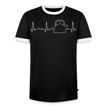Té tetero. Corazón. Amor. Ekg. Legumbres. - T-shirt contrasté Homme - noir/blanc - Devant - AI Model Female 172 light (172cm) & AI Model Male 178 light (178cm)