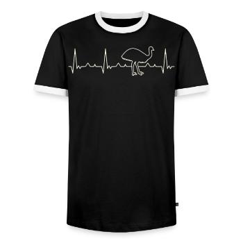 Emú. Corazón. Amor. Ekg. Legumbres. Derrotar. - T-shirt contrasté Homme - noir/blanc - Devant - AI Model Female 172 light (172cm) & AI Model Male 178 light (178cm)