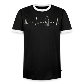 Pareja de amor romántico besándose. Corazón. Amor - T-shirt contrasté Homme - noir/blanc - Devant - AI Model Female 172 light (172cm) & AI Model Male 178 light (178cm)
