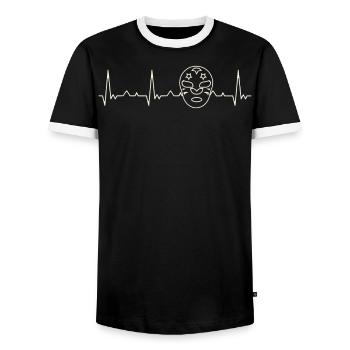 Wrestlingmaske. Herz. Liebe. Ekg. Impuls. - Männer Kontrast-T-Shirt - Schwarz/Weiß - Vorne - AI Model Female 172 light (172cm) & AI Model Male 178 light (178cm)