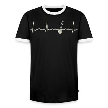 Batidor. Corazón. Amor. Ekg. Legumbres. Derrotar. - T-shirt contrasté Homme - noir/blanc - Devant - AI Model Female 172 light (172cm) & AI Model Male 178 light (178cm)