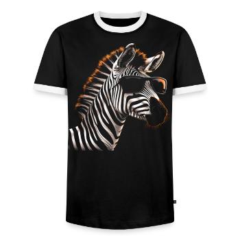 Zebra Cool Sunglasses - Men's Ringer Shirt - black/white - Front - AI Model Female 172 light (172cm) & AI Model Male 178 light (178cm)