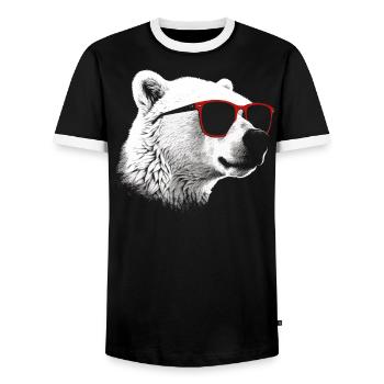 Polar Bear Cool Sunglasses - Men's Ringer Shirt - black/white - Front - AI Model Female 172 light (172cm) & AI Model Male 178 light (178cm)