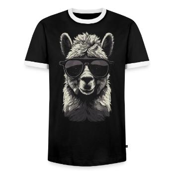 Alpaca Sunglasses - Men's Ringer Shirt - black/white - Front - AI Model Female 172 light (172cm) & AI Model Male 178 light (178cm)