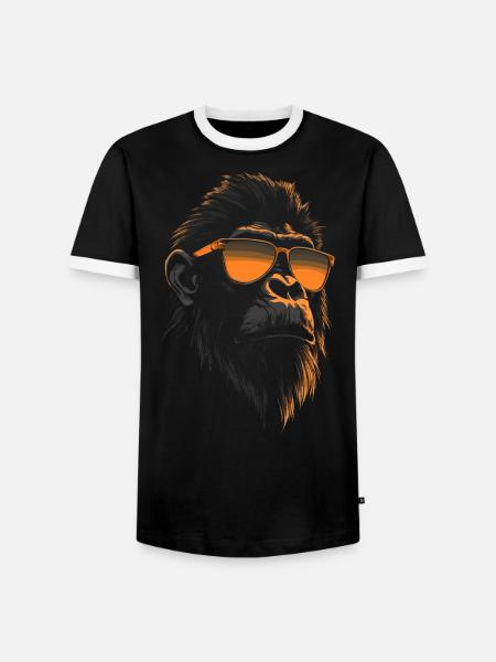 Monkey Sunglasses - Men's Ringer Shirt - black/white