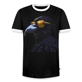 Crow Cool Sunglasses - Men's Ringer Shirt - black/white - Front - AI Model Female 172 light (172cm) & AI Model Male 178 light (178cm)
