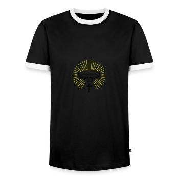 holy spirit dove 02 - Men's Ringer Shirt - black/white - Front - AI Model Female 172 light (172cm) & AI Model Male 178 light (178cm)