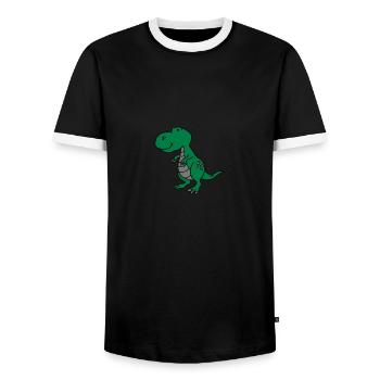 dinosaures 02 - T-shirt contrasté Homme - noir/blanc - Devant - AI Model Female 172 light (172cm) & AI Model Male 178 light (178cm)