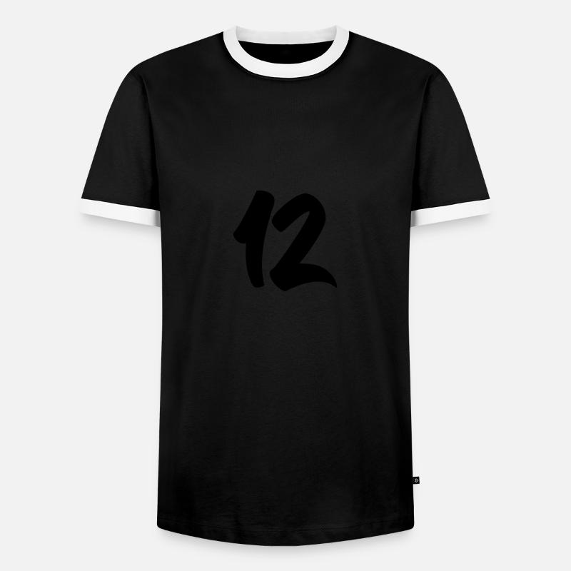 12 - Men's Ringer Shirt - black/white