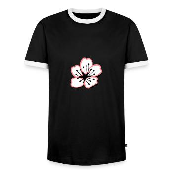 Sakura cherry blossom - Men's Ringer Shirt - black/white - Front - AI Model Female 172 light (172cm) & AI Model Male 178 light (178cm)