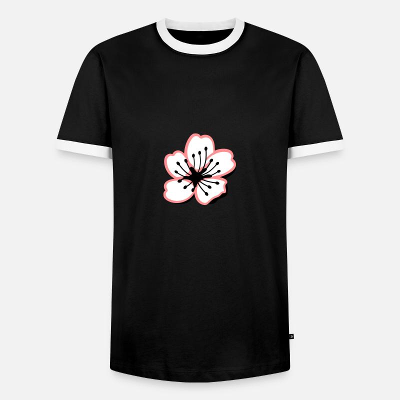 Sakura Kirschblüte - Männer Kontrast-T-Shirt - Schwarz/Weiß