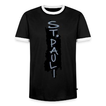 st.pauli - Men's Ringer Shirt - black/white - Front - AI Model Female 172 light (172cm) & AI Model Male 178 light (178cm)